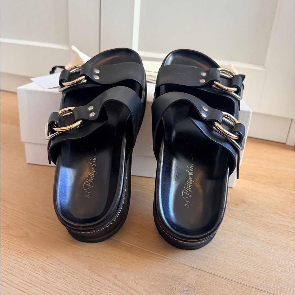 3.1 PHILLIP LIM LEATHER PLATFORM SANDALS - Picture 8 of 13